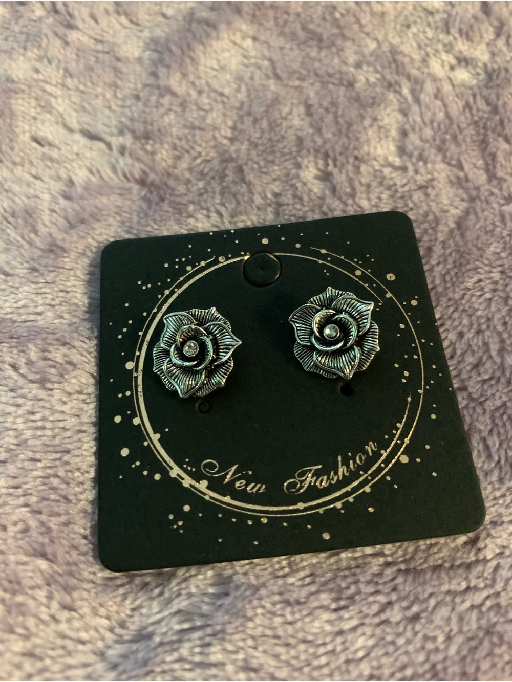 Floral Rose Stud Earrings in Silver - Women's Jewelry